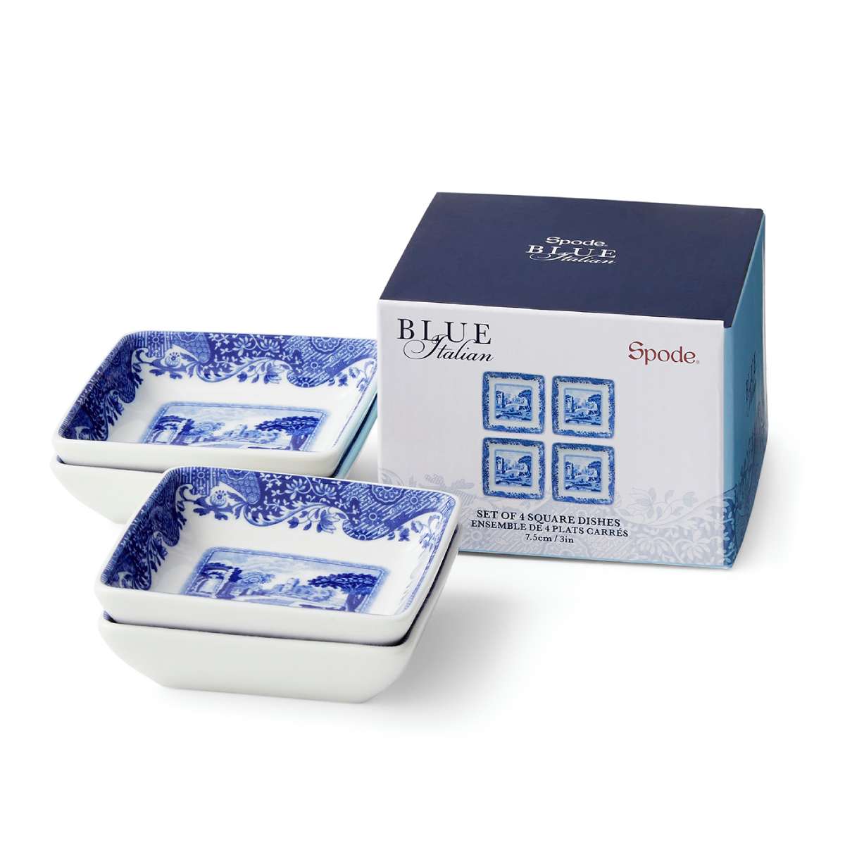 Blue Italian Square Dishes, Set of 4 image number null